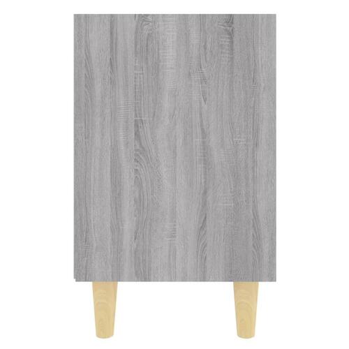 Sengebord med massive træben 40x30x50 cm grå sonoma-eg