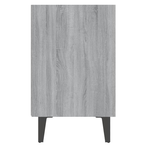Sengebord med metalben 40x30x50 cm grå sonoma-eg