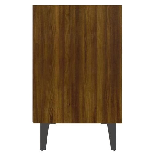 Sengeborde med metalben 2 stk. 40x30x50 brun egetræsfarve
