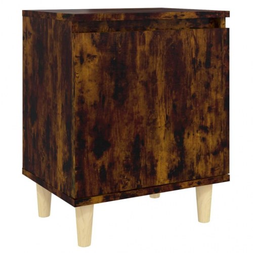 Sengebord med massive træben 40×30×50 cm - røget egetræsfarve