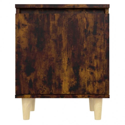 Sengebord med massive træben 40×30×50 cm - røget egetræsfarve