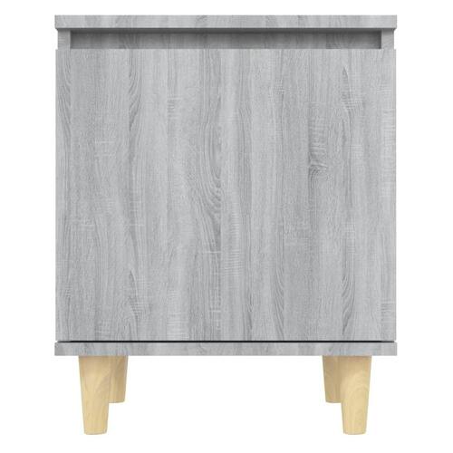 Sengebord med massive træben 40x30x50 cm grå sonoma-eg
