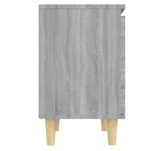 Sengebord med massive træben 40x30x50 cm grå sonoma-eg