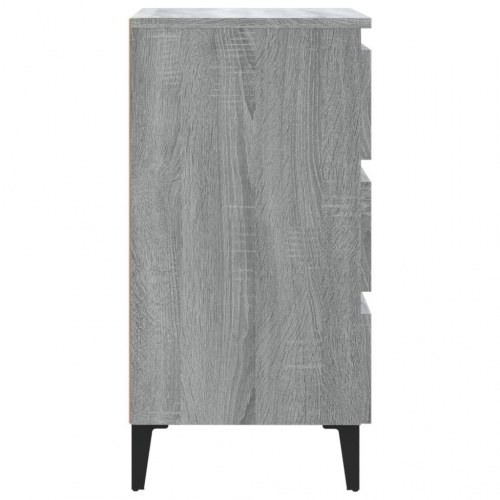 Sengebord med metalben 40x35x69 cm grå sonoma-eg