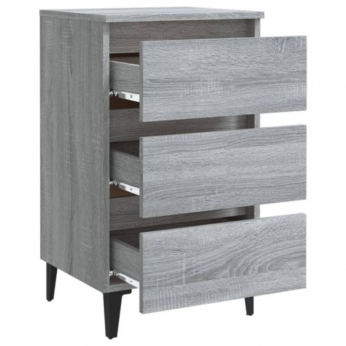 Sengebord med metalben 40x35x69 cm grå sonoma-eg