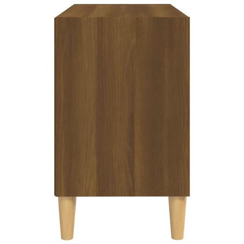 Tv-bord med massive træben 69,5x30x50 cm brun eg