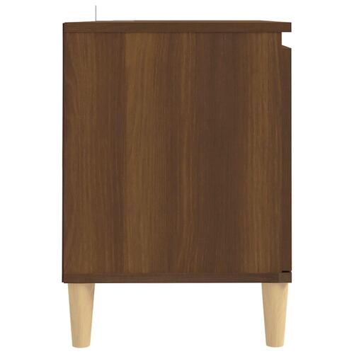 Tv-bord med massive træben 103,5x35x50 cm brun egetræsfarve