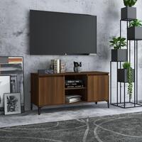 Tv-bord med metalben 103,5x35x50 cm brun egetræsfarve