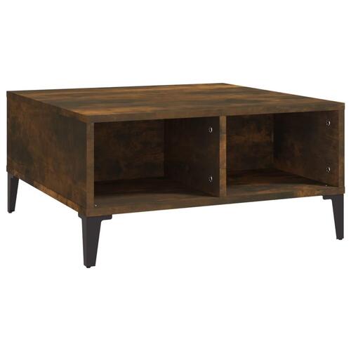 Sofabord 60x60x30 cm spånplade røget egetræsfarve