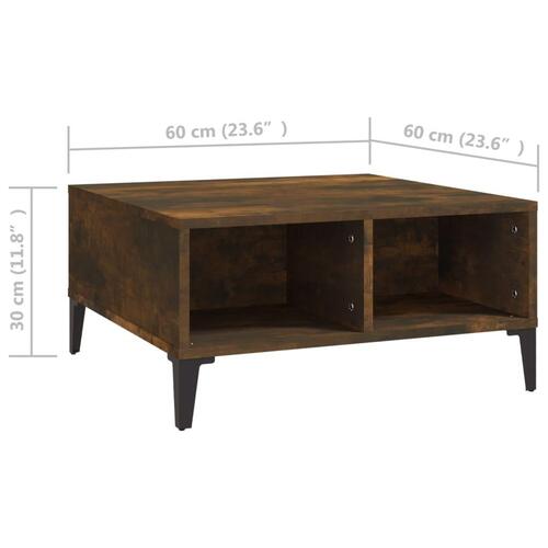 Sofabord 60x60x30 cm spånplade røget egetræsfarve