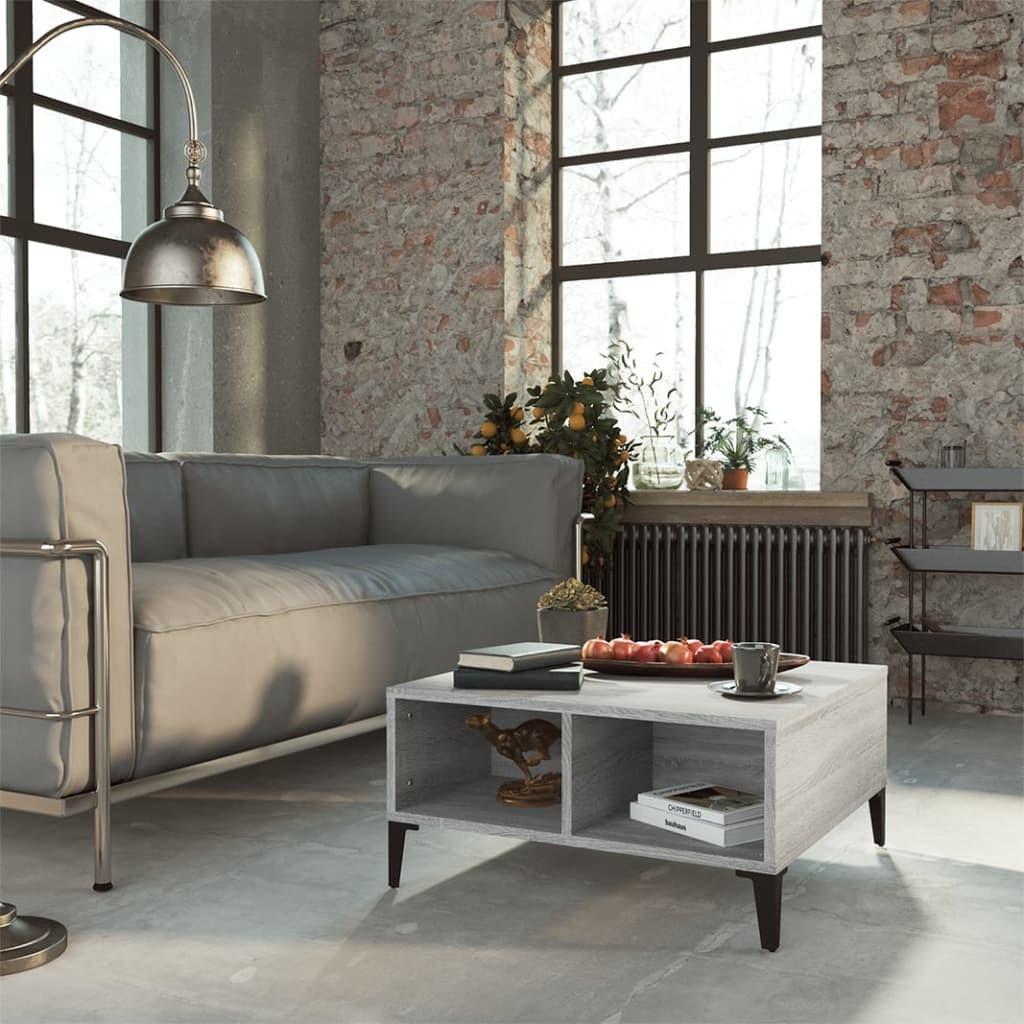 Sofabord 60x60x30 cm spånplade grå sonoma-eg