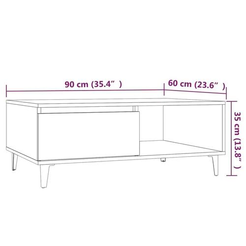 Sofabord 90x60x35 cm spånplade brun egetræsfarve