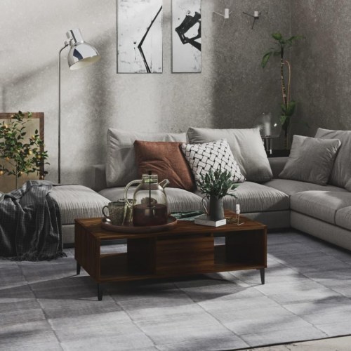 Sofabord 103,5x60x35 cm konstrueret træ brun egetræsfarve