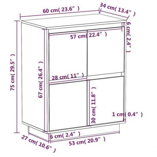 Skænk 60x34x75 cm massivt fyrretræ