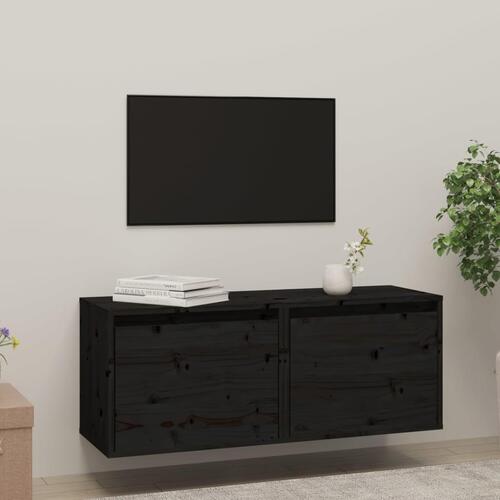Vægskabe 2 stk. 45x30x35 cm massivt fyrretræ sort