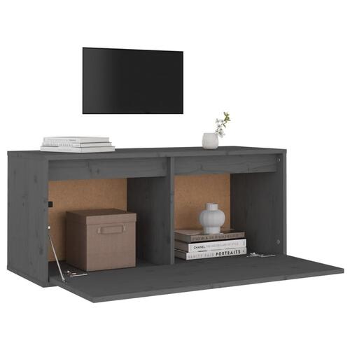 Vægskab 80x30x35 cm massivt fyrretræ grå
