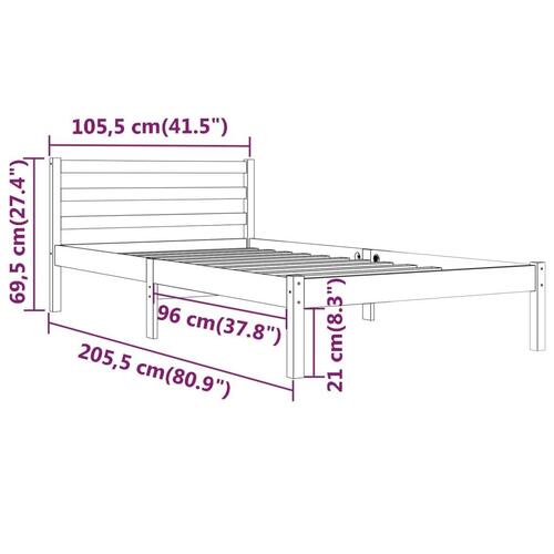 Sengeramme 100x200 cm massivt hvid