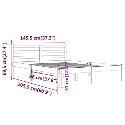 Sengeramme 140x200 cm massivt fyrretræ grå