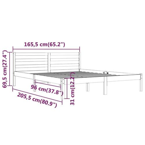 Sengeramme 160x200 cm massivt fyrretræ hvid