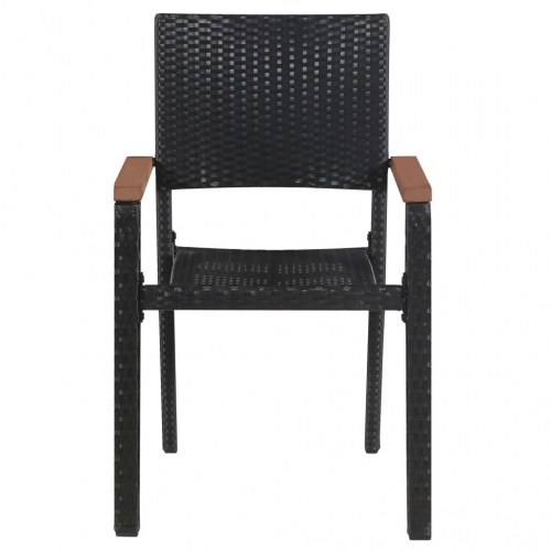 Spisebordssæt til haven 5 dele - sort glasbord og polyrattan stole