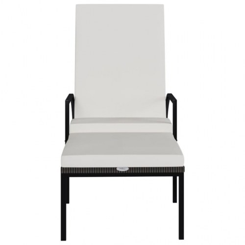 Liggestole med fodskammel i polyrattan - 2 stk., brun/creme