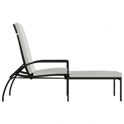 Liggestole med fodskammel i polyrattan - 2 stk., brun/creme
