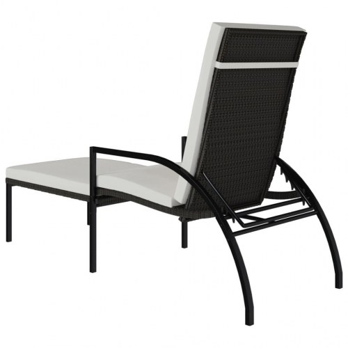 Liggestole med fodskammel i polyrattan - 2 stk., brun/creme