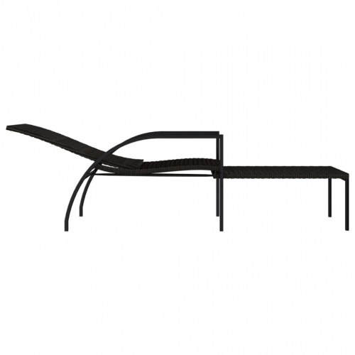 Liggestole med fodskammel i polyrattan - 2 stk., brun/creme