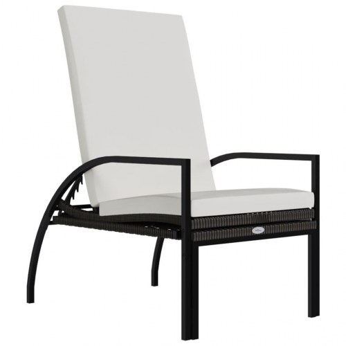 Liggestole med fodskammel i polyrattan - 2 stk., brun/creme