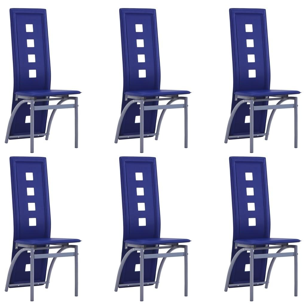 Spisebordsstole 6 stk. kunstlæder blå