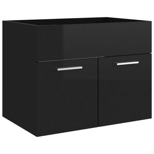 Skab til håndvask 60x38,5x46 cm konstrueret træ sort højglans