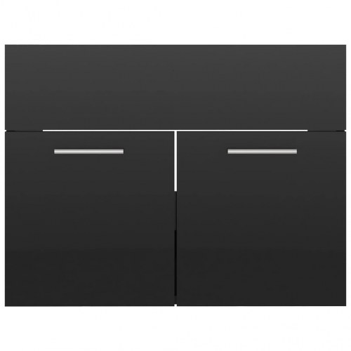 Skab til håndvask 60x38,5x46 cm konstrueret træ sort højglans