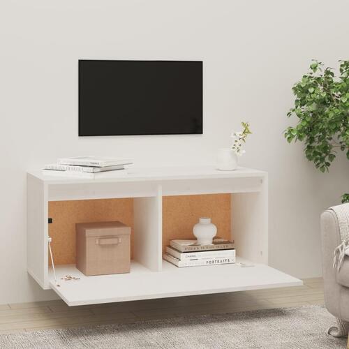 Vægskab 80x30x35 cm massivt fyrretræ hvid