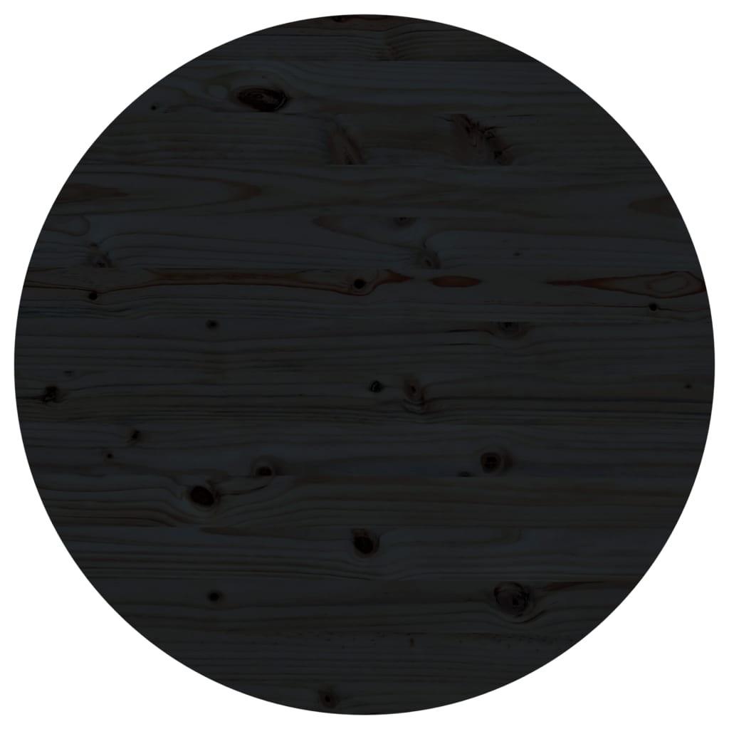 Bordplade Ø90x2,5 cm massivt fyrretræ sort