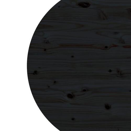 Bordplade Ø90x2,5 cm massivt fyrretræ sort