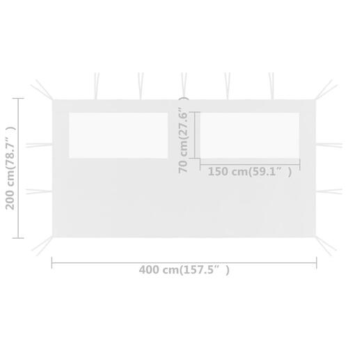 Pavillonvæg med vinduer 4x2 m hvid