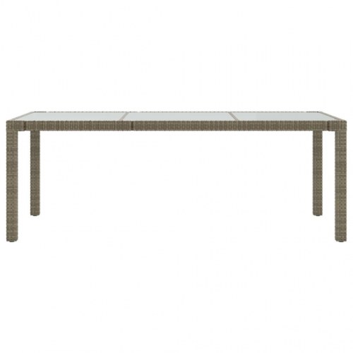 Havebord 190x90x75 cm hærdet glas og polyrattan grå