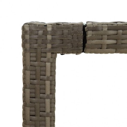 Havebord 190x90x75 cm hærdet glas og polyrattan grå