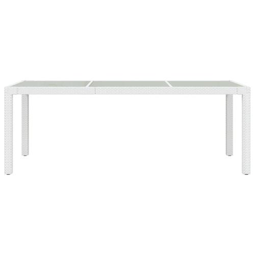 Havebord 190x90x75 cm hærdet glas og polyrattan hvid