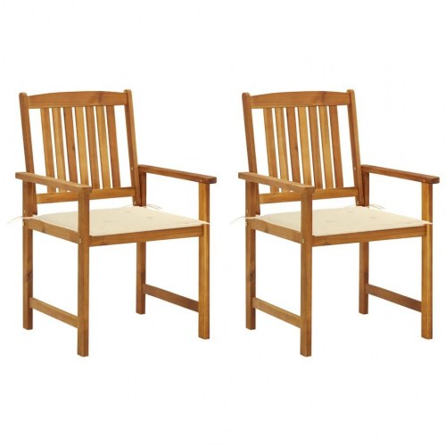 Havestole med hynder 2 stk. massivt akacietræ