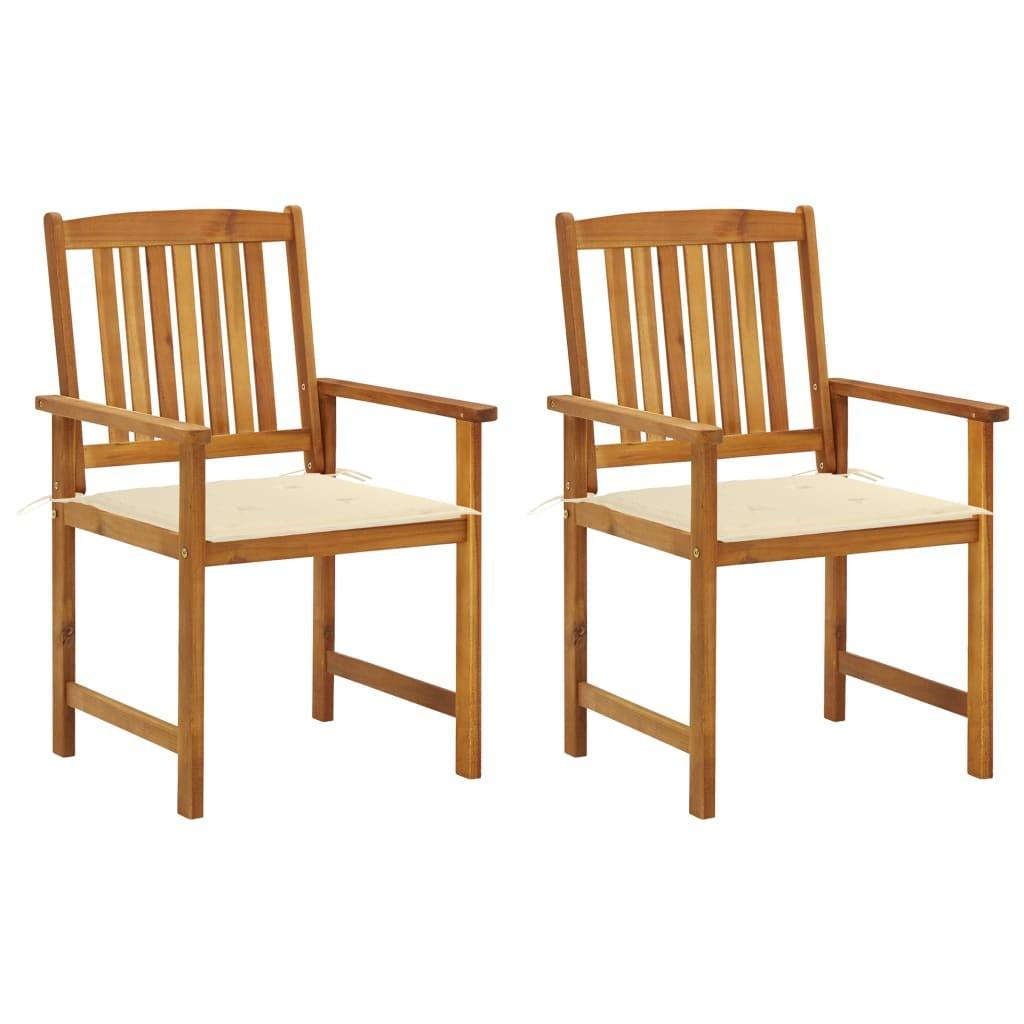 Havestole med hynder 2 stk. massivt akacietræ