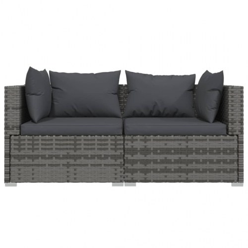 2-personers sofa med hynder i polyrattan - grå