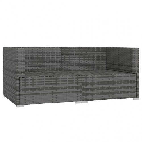 2-personers sofa med hynder i polyrattan - grå