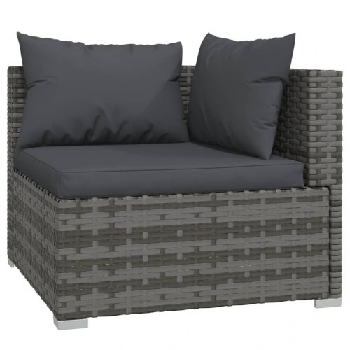 2-personers sofa med hynder i polyrattan - grå