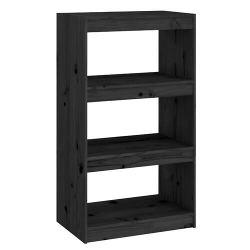 Bogreol/rumdeler 60x30x103,5 cm massivt fyrretræ sort