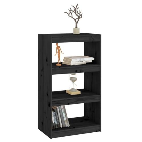 Bogreol/rumdeler 60x30x103,5 cm massivt fyrretræ sort