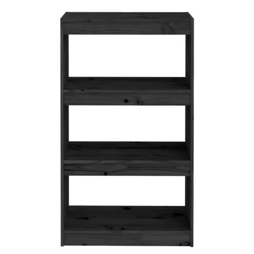 Bogreol/rumdeler 60x30x103,5 cm massivt fyrretræ sort