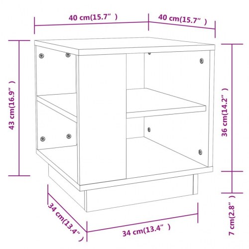 Sofabord 40×40×43 cm i konstrueret træ - røget egetræsfarve