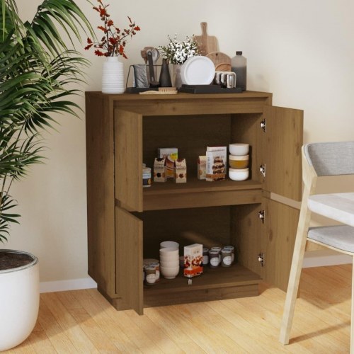 Skænk 60x34x75 cm massivt fyrretræ gyldenbrun