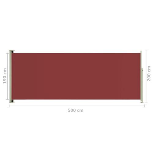 Sammenrullelig sidemarkise til terrassen 200x500 cm rød